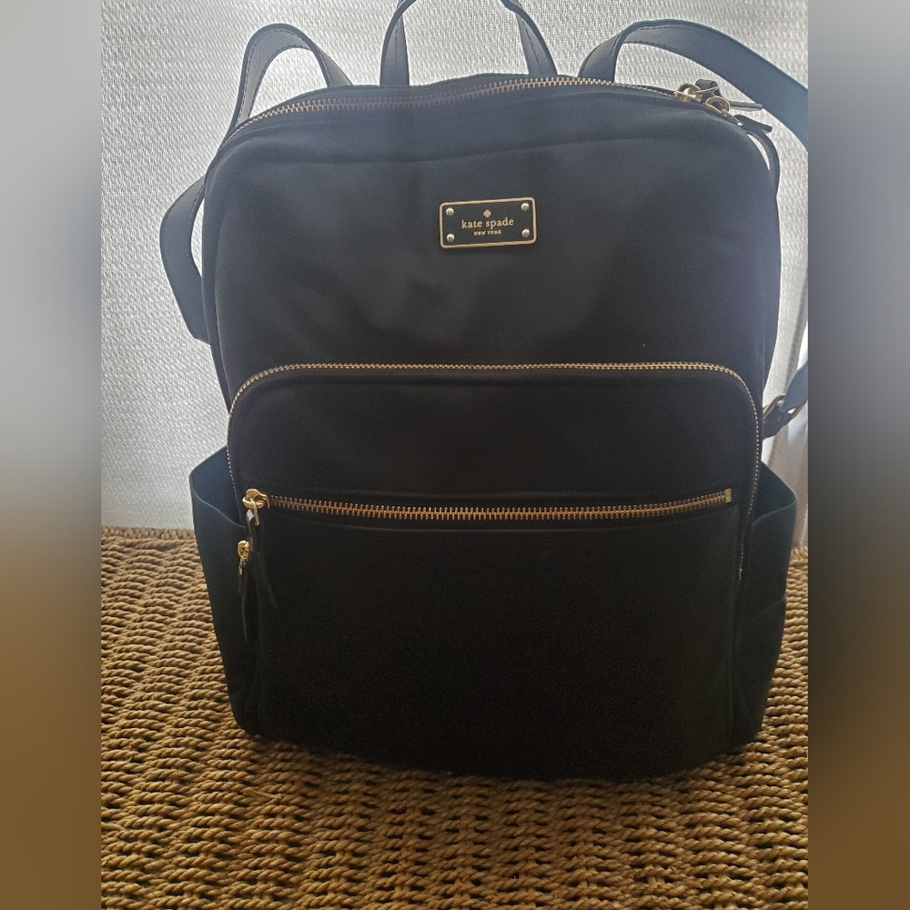 Kate Spade Black with gold hardware Backpack Nylon
